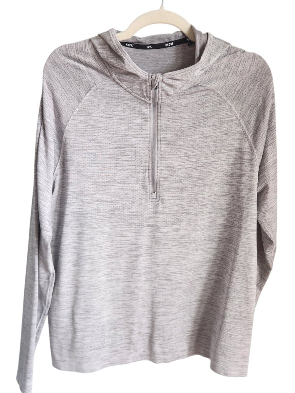 Rhone Shirt Hoodie Men's Medium Gray Grey 1/4 Quarter Zip Lightweight Workout